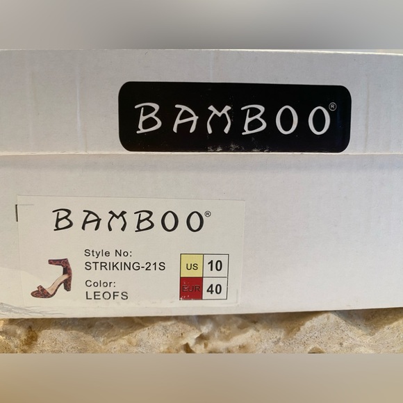 NIB Bamboo Sueded Leopard Print Block High Heel Sandal Sz 10 M - Picture 11 of 11